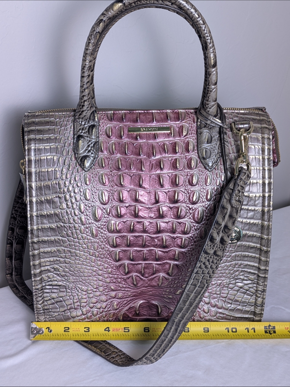 Brahmin Caroline Ombre Melbourne Leather Satchel Luxury Authentic - Picture 15 of 16